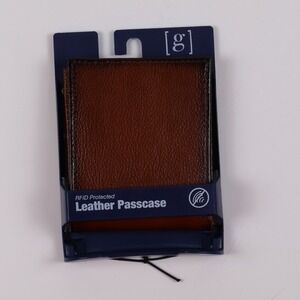 George Leather Passcase Wallet Brown Solid OS Leather NWT